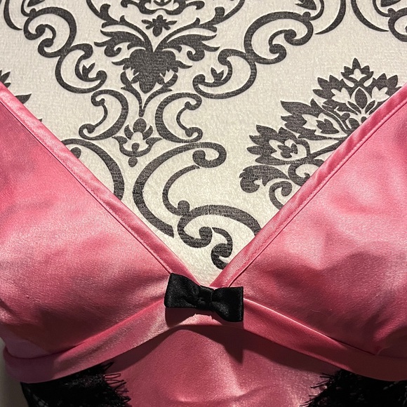 Victoria's Secret Pink Satin Chemise with Black Lace - Picture 3 of 5